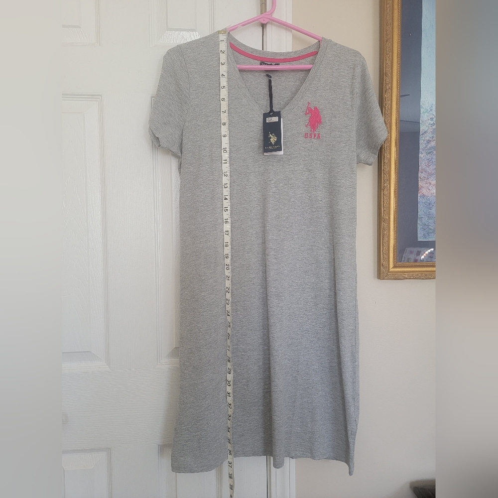 U.S. Polo Assn. Gray Midi Dress with Pink Logo